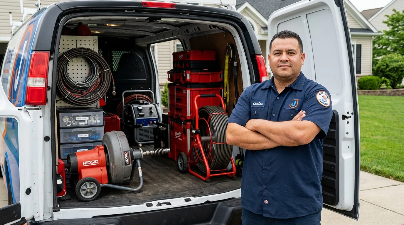 Professional drain cleaning equipment and Johns Plumbing LLC plumber in Potsdam