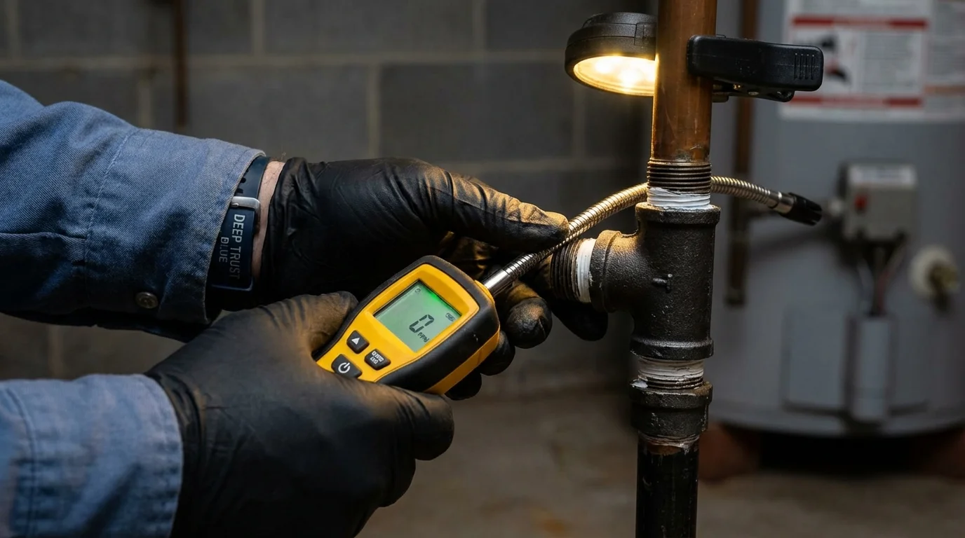 Gas leak detection with electronic sniffer by Johns Plumbing LLC in Potsdam