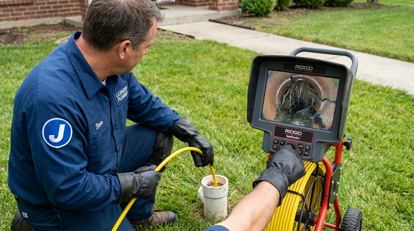 Sewer camera inspection being performed by Johns Plumbing LLC in Potsdam
